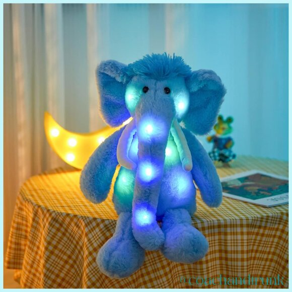 LED Light Musical Elephant Blue Soft Fluffy Stuffy Plushie NEW WITH TAGS - Picture 4 of 8